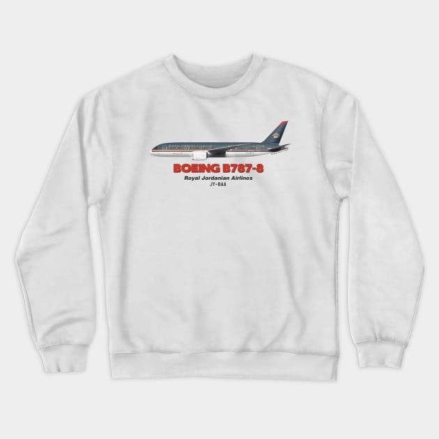 Boeing B787-8 - Royal Jordanian Airlines Crewneck Sweatshirt by TheArtofFlying